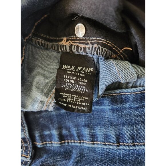 Wax Jean Butt, I Love You! Distressed Dark Blue Jeans Button Zip Size 13 (30x28) - Picture 6 of 7